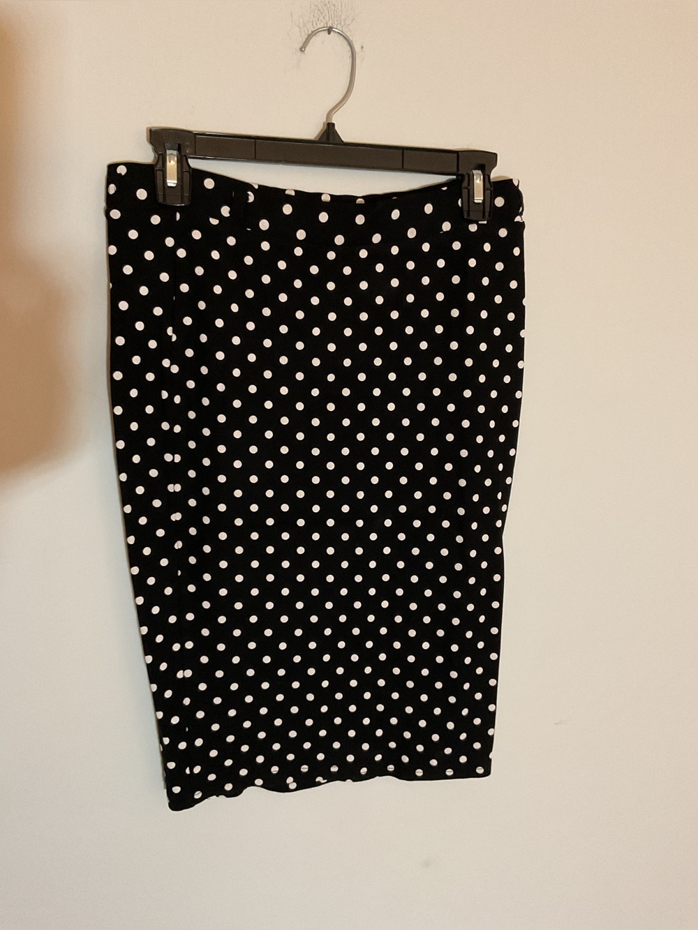 H&M Black Pencil Skirt with White Polka Dots